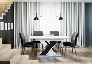 PEPAX kinyitható étkezőasztal - fényes fehér / fényes fekete