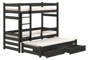 Alis PPV 018 emeletes ágy gyerekeknek, kihúzható - Fekete, 90x200