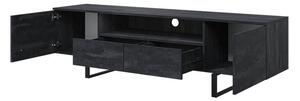 Verica 200 cm-es TV-szekrény nyitott polccal - szénfekete / fekete lábak