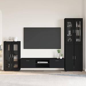 TV szekrény garnitúra FLORIN 3 db Fekete Szerelt Fa