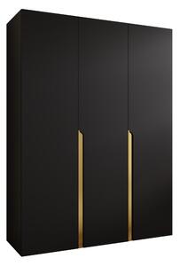 Gardróbszekrény Hartford 580, Laminált forgácslap, 202x150x52cm, Aranysárga, Fekete