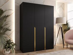 Gardróbszekrény Hartford 580, Laminált forgácslap, 202x150x52cm, Fekete, Aranysárga