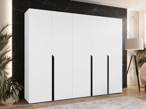 Gardróbszekrény Hartford 582, Laminált forgácslap, 202x250x52cm, Fekete, Fehér