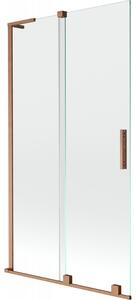 Mexen Velar L, 2 szárnyas eltolható kádparaván 100 x 150 cm, 8mm átlátszó üveg, rézmatt, 896-100-003-01-65