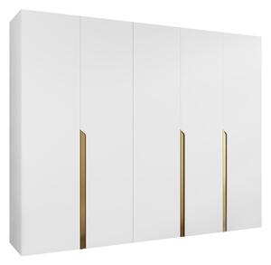 Gardróbszekrény Hartford 582, Laminált forgácslap, 202x250x52cm, Aranysárga, Fehér