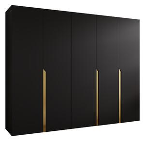 Gardróbszekrény Hartford 582, Laminált forgácslap, 202x250x52cm, Aranysárga, Fekete