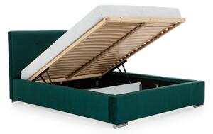 Elderio háloszobai ágy, tárolokkal - 160x200 cm - hidrofób zöld Velúr Monolith 37