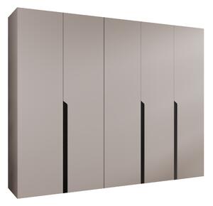 Gardróbszekrény Hartford 582, Laminált forgácslap, 202x250x52cm, Kasmír, Fekete