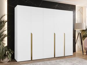 Gardróbszekrény Hartford 582, Laminált forgácslap, 202x250x52cm, Aranysárga, Fehér