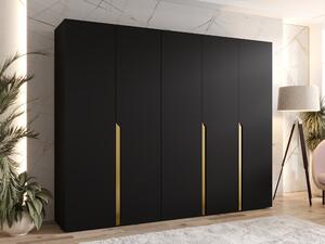 Gardróbszekrény Hartford 582, Laminált forgácslap, 202x250x52cm, Fekete, Aranysárga