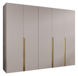 Gardróbszekrény Hartford 582, Laminált forgácslap, 202x250x52cm, Kasmír, Aranysárga