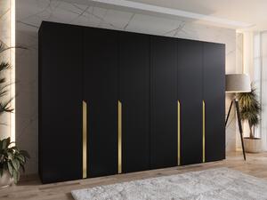 Gardróbszekrény Hartford 583, Laminált forgácslap, 202x300x52cm, Aranysárga, Fekete