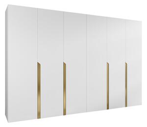 Gardróbszekrény Hartford 583, Laminált forgácslap, 202x300x52cm, Aranysárga, Fehér