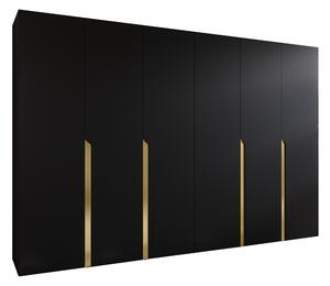 Gardróbszekrény Hartford 583, Laminált forgácslap, 202x300x52cm, Aranysárga, Fekete