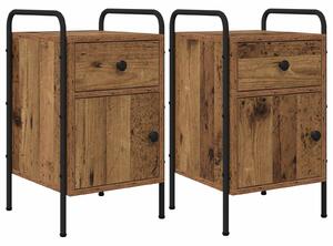 VidaXL Éjjeliszekrény 2 db Antik Fa 35 x 36,5 x 61 cm Szerelt Fa