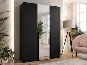 Gardróbszekrény Hartford 585, Laminált forgácslap, 202x150x52cm, Fekete