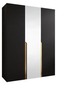 Gardróbszekrény Hartford 585, Laminált forgácslap, 202x150x52cm, Aranysárga, Fekete