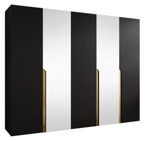 Gardróbszekrény Hartford 587, Laminált forgácslap, 202x250x52cm, Aranysárga, Fekete