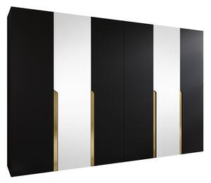 Gardróbszekrény Hartford 588, Laminált forgácslap, 202x300x52cm, Aranysárga, Fekete