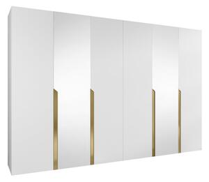 Gardróbszekrény Hartford 588, Laminált forgácslap, 202x300x52cm, Aranysárga, Fehér