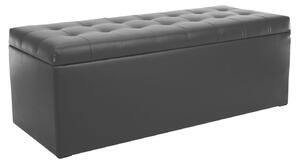Ülőkés tároló pad, műbőr, 130x46 cm, fekete - MADISON