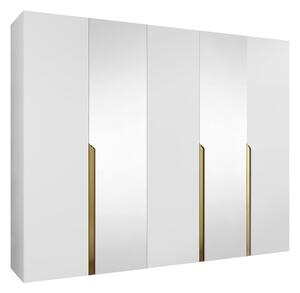 Gardróbszekrény Hartford 587, Laminált forgácslap, 202x250x52cm, Aranysárga, Fehér