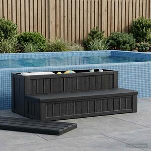 VidaXL Hot Tub lépcső tárolóval 2 lépésben Fekete 93 x 57 x 35 cm PP