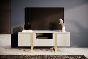 Verica 150 cm-es TV-szekrény nyitott polccal - kasmír / arany lábak