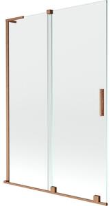 Mexen Velar L, 2 szárnyas eltolható kádparaván 120 x 150 cm, 8mm átlátszó üveg, rézmatt, 896-120-003-01-65