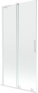 Mexen Velar L, 2 szárnyas eltolható kádparaván 90 x 150 cm, 8mm átlátszó üveg, fehér profil, 896-090-003-01-20
