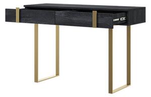 Verica modern konzolasztal/sminkasztal - szénfekete / arany lábak