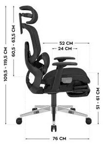 Expert Ergonomikus irodai szék, hálós szövettel, állítható 3D, karfákkal és fejtámlával, fekete