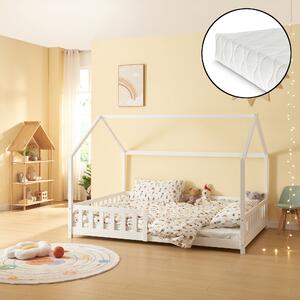 Házikó ágy Hesel matraccal és leesésgátlóval 140x200cm fehér