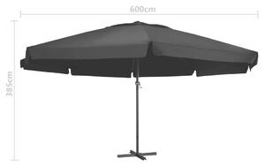 VidaXL fekete kültéri napernyő alumíniumrúddal 600 cm