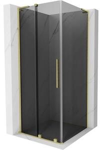 Mexen Velar L, zuhanykabin tolóajtóval 90 x 90 cm, 8mm szürke üveg, arany matt, 871-090-090-43-55