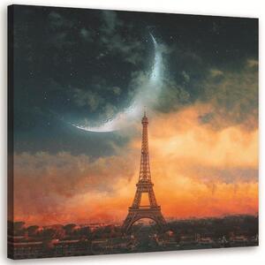 Gario Vászonkép Éjszaka és Hold Párizsban - Rokibul Hasan Méret: 30 x 30 cm