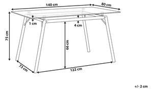 Étkezőasztal Üveg Asztallappal 140 x 80 cm KAMINA