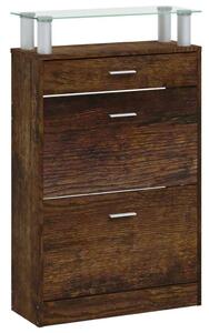 Fa Cipősszekrény - Füstös Tölgy - 63x24x104 cm