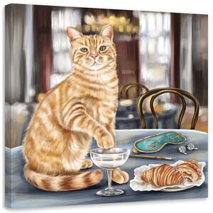 Gario Vászonkép Egy vörös macska egy kituno vacsora partin - Svetlana Gracheva Méret: 30 x 30 cm