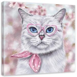 Gario Vászonkép Egy macska világa rózsaszínu szemüvegen keresztül - Svetlana Gracheva Méret: 30 x 30 cm