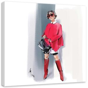 Gario Vászonkép Vörös noi párizsi divat - Irina Sadykova Méret: 30 x 30 cm