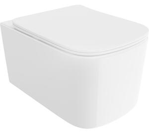 Mexen Vivo, falra akasztható wc csésze 555x370x335 mm, Perem nélküli Tornado + duroplast wc ülőke, fényes fehér, 30610200T