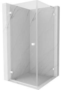Mexen Lunar-B L, összecsukható zuhany sarok bal 70 x 70 cm, 8 mm átlátszó üveg, fehér profil, 832L-070-070-20-00-L