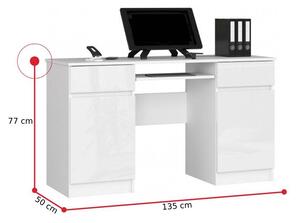 SŮLA 2 íróasztal, 135x77x50, wenge/fehér