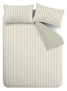 Zöld-krémszínű egyszemélyes pamut ágyneműhuzat 135x200 cm Hampton Stripe – Bianca