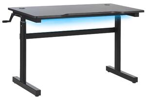Állítható Gamer Asztal Fekete Színben RGB LED világítással 120 x 60 cm DURBIN
