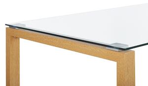 Étkezőasztal Üveg Felülettel Világos Fa Színű Lábakkal 130 x 80 cm TAVIRA