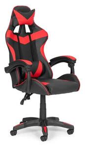 ModernHome Gamer szék dönthető háttámlával, nyak- és derékpárnával - piros-fekete