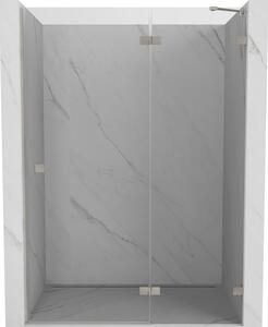Mexen, Mexen Lunar jobbos zsanéros zuhanyajtó 130 cm, átlátszó, szálcsiszolt nikkel - 834-130-000-97-00-P