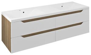 Sapho Sapho, WAVE dupla mosdós szekrény 149.7x50x47.8cm, fehér/cuneo tölgy, WA150-3025